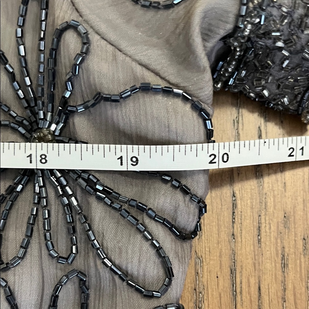 Cote‎ d’Azur Grey Floral Beaded Blouse - Picture 7 of 12